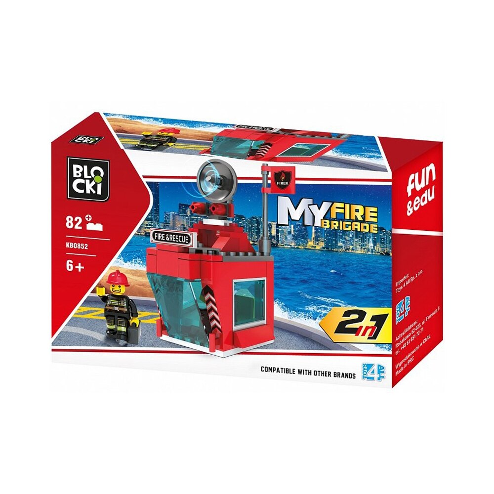 Joc constructie Blocki, Turn control, Pompieri, 82 piese, Robentoys